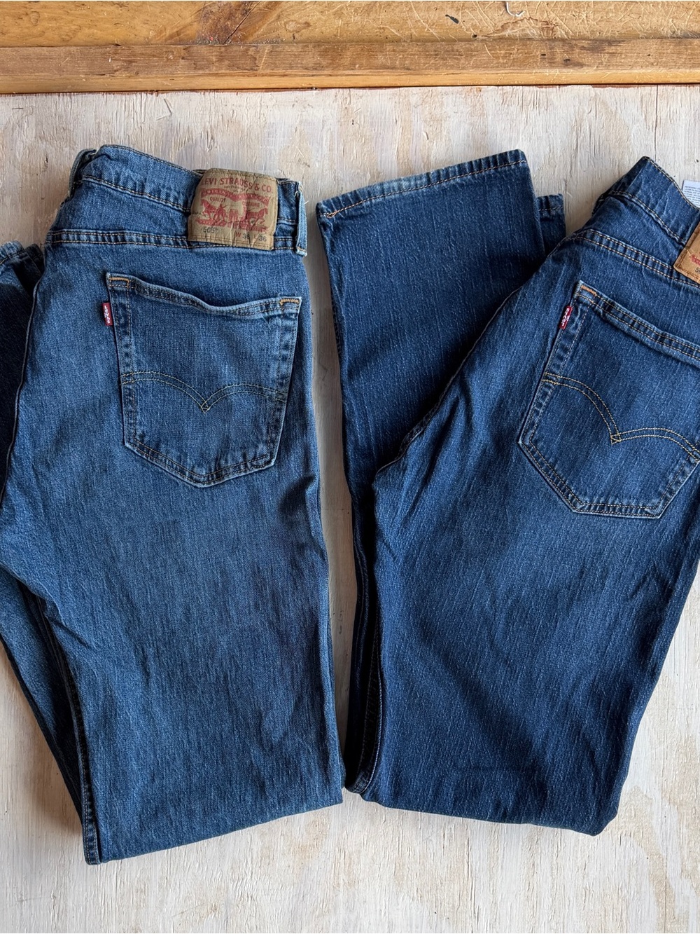 Levi's 505 36x36 Straight Jeans Big and Tall Two Pair Bundle Med and Dark Wash